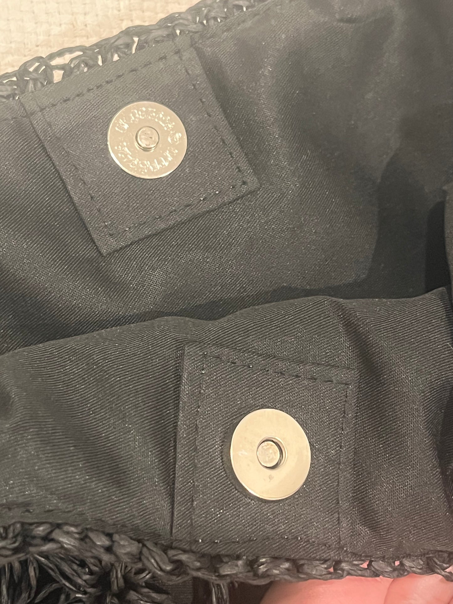 Black Woven Straw Boho Bag