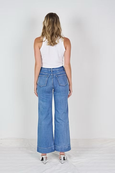 Mia Wide Leg Jean - Mid Blue