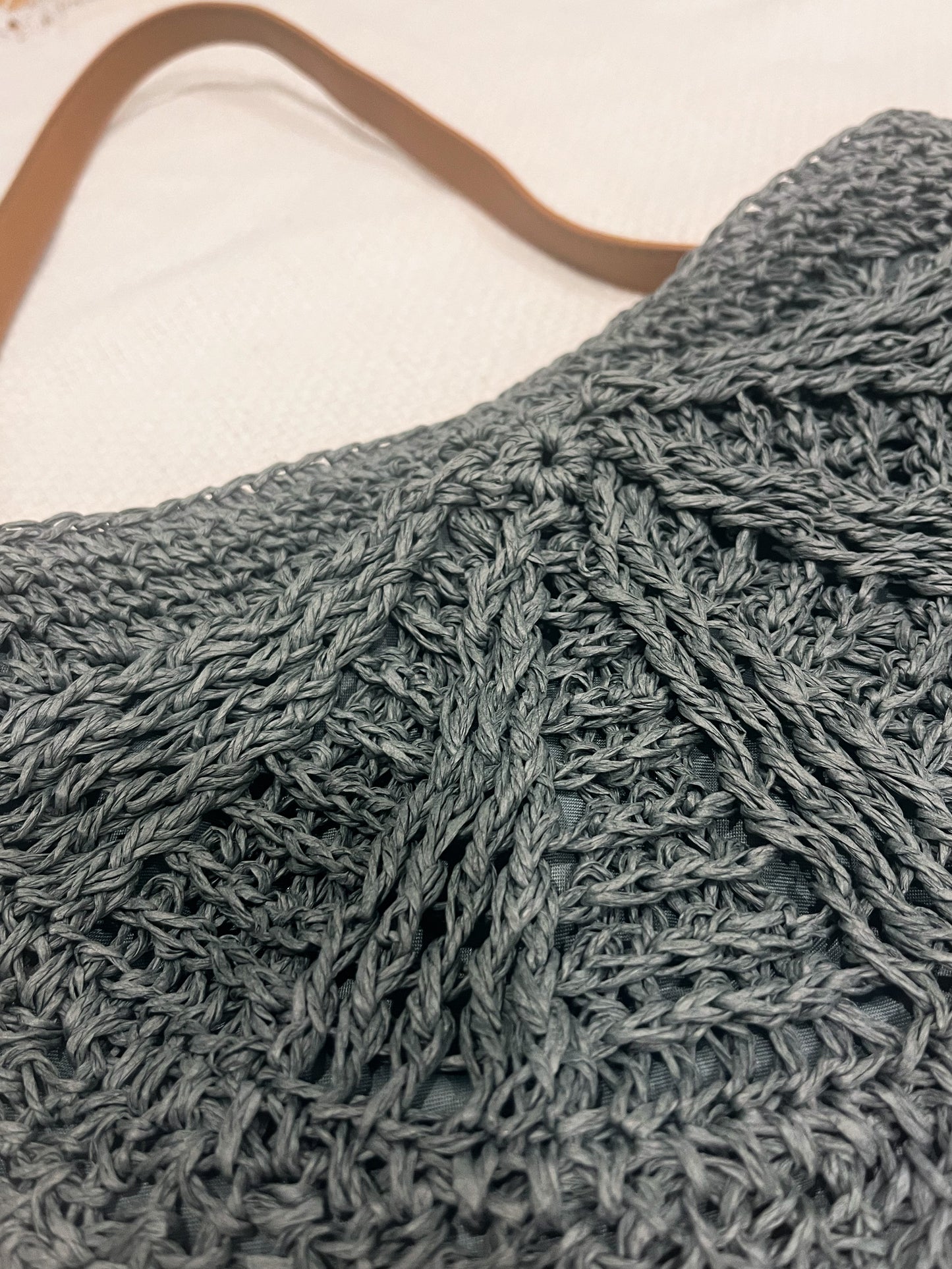 Dusty Blue Straw Boho Bag