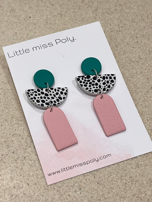 Pink & Green Dangle Earrings