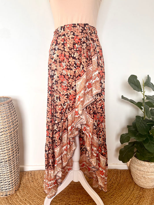 Floral Bohemian Maxi Wrap Skirt
