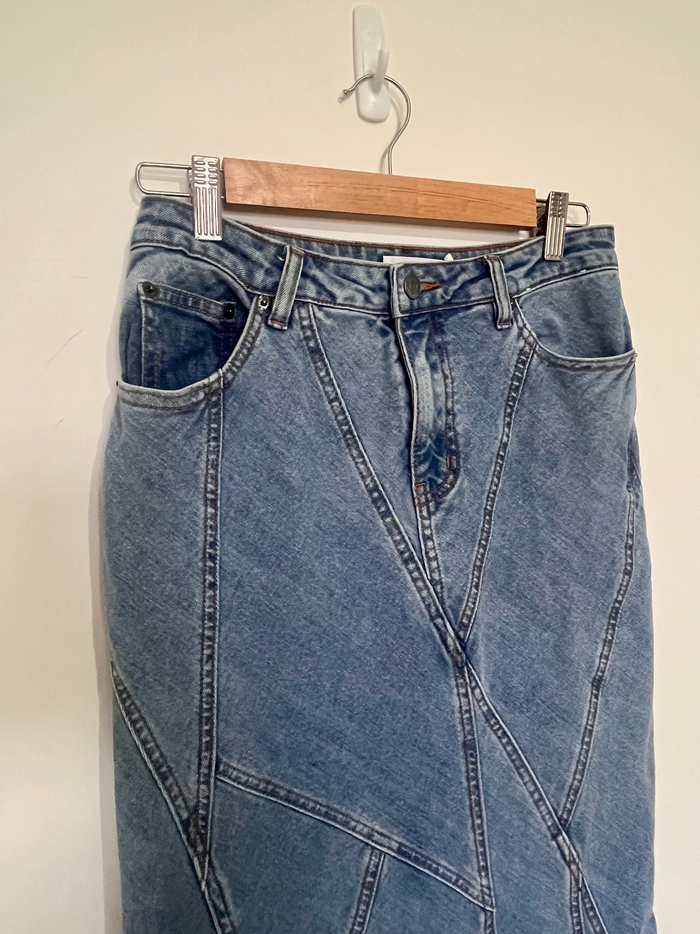 A line Denim Maxi Skirt - Size 8 Preloved