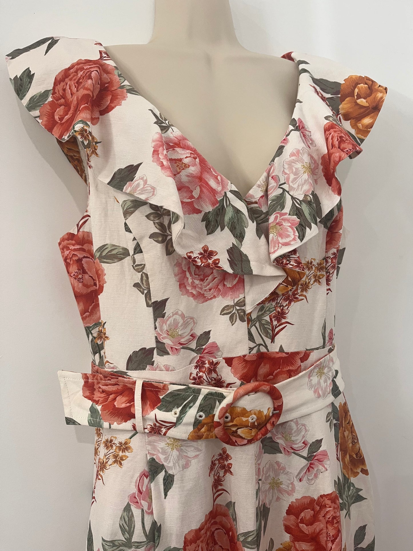 Sage Belted Culotte Jumpsuit Size 12