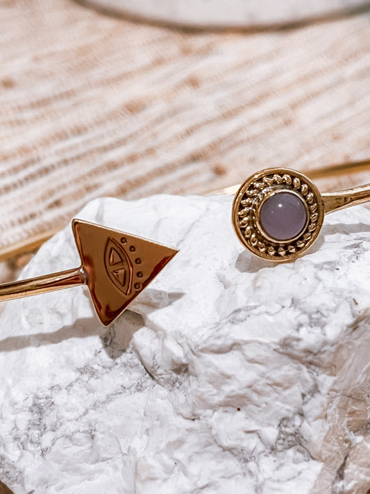 Amethyst Evil Eye Brass Bracelet