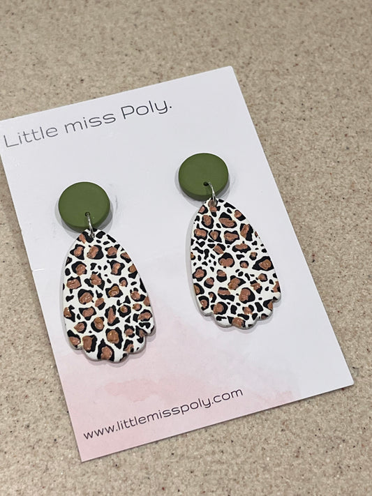 Green Cheetah Dangle Earrings