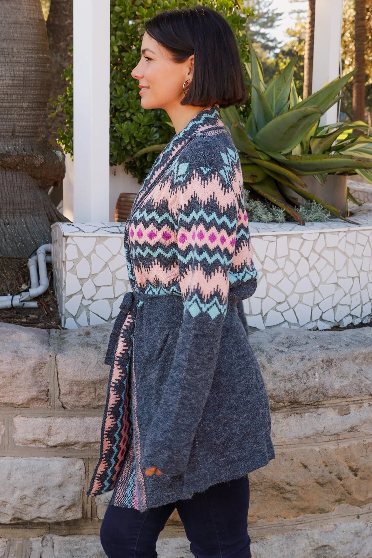 Boho Cardigan with Tie Up Belt