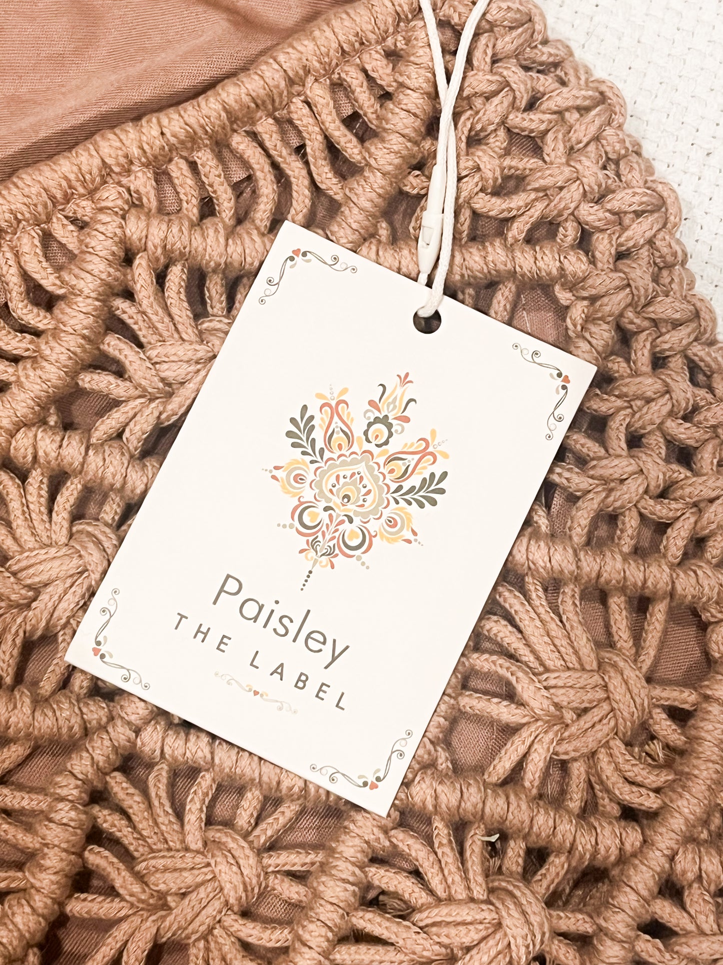 Dusty Pink Macrame Boho Bag