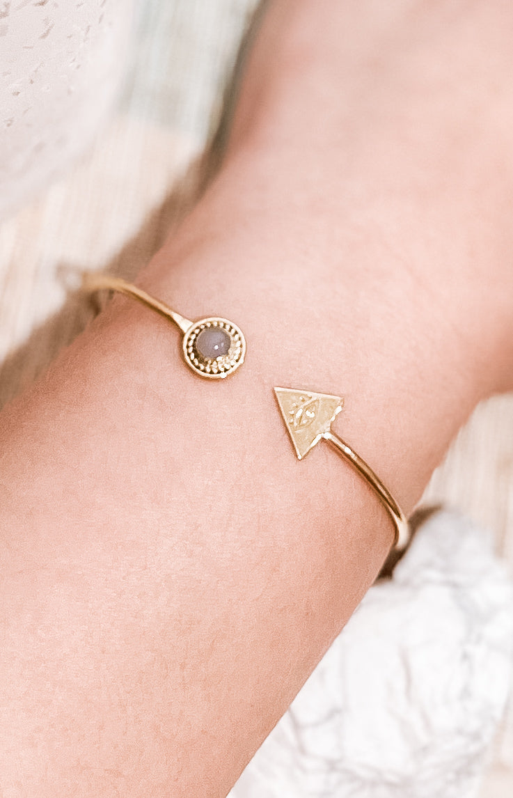 Amethyst Evil Eye Brass Bracelet