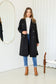 Black Double Breasted Lined Coat with Tie up
