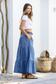 Denim Tiered Maxi Skirt