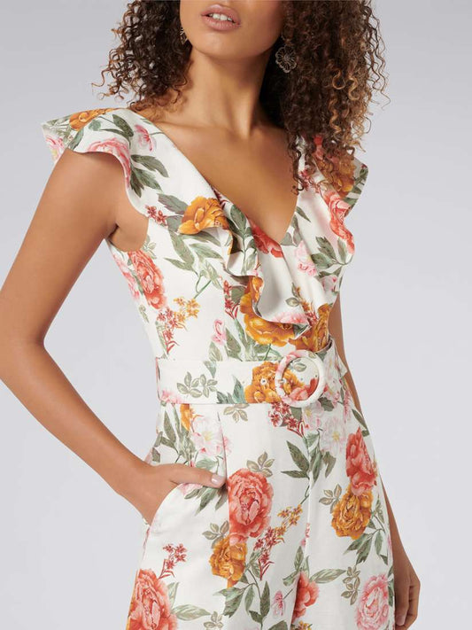 Sage Belted Culotte Jumpsuit Size 12
