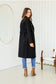 Black Double Breasted Lined Coat with Tie up