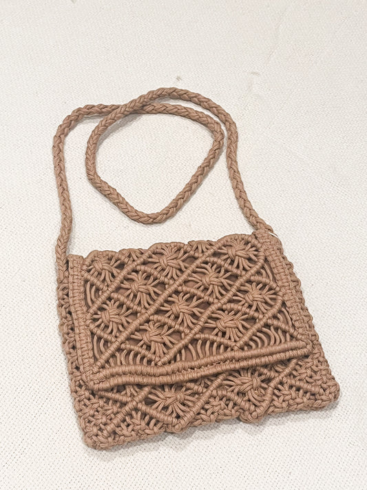 Dusty Pink Macrame Boho Bag