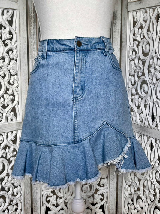 Boho Denim Skirt Size 12 - Preloved