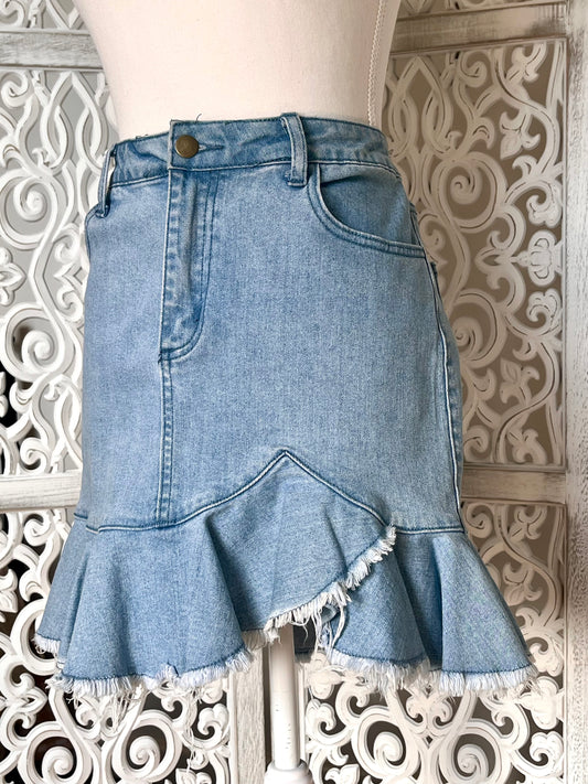 Boho Denim Skirt Size 12 - Preloved