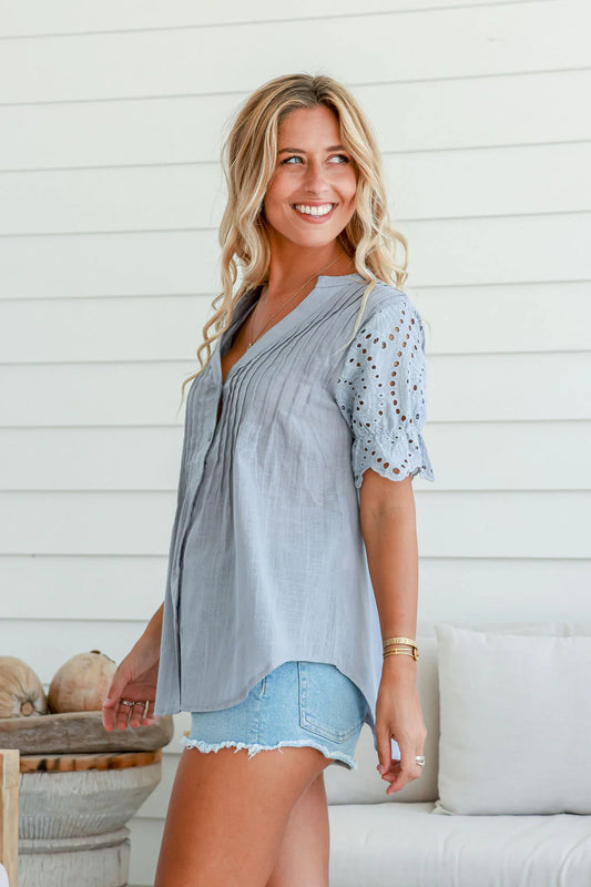 Grey Lace Top